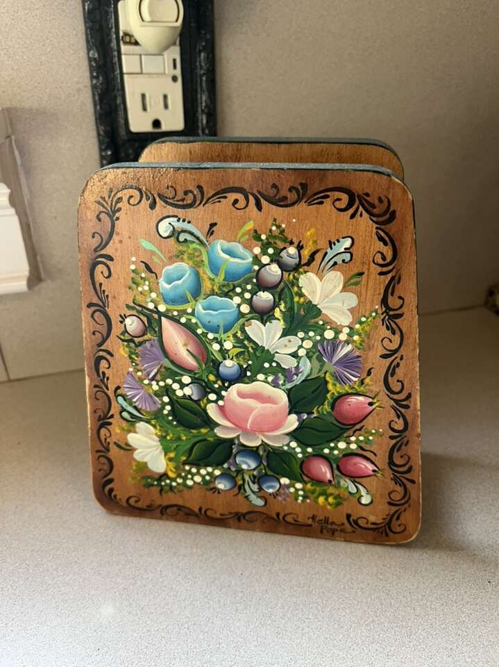 Tole Painted Napkin Holder By Hella Pope