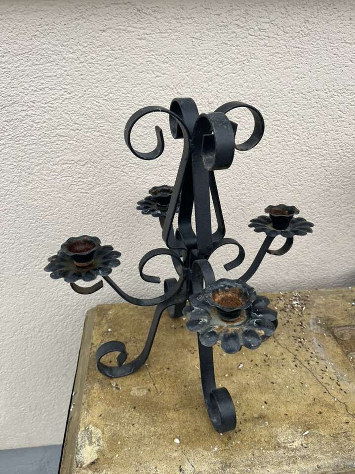 Metal vintage Candle Holder 15T 14 Wide