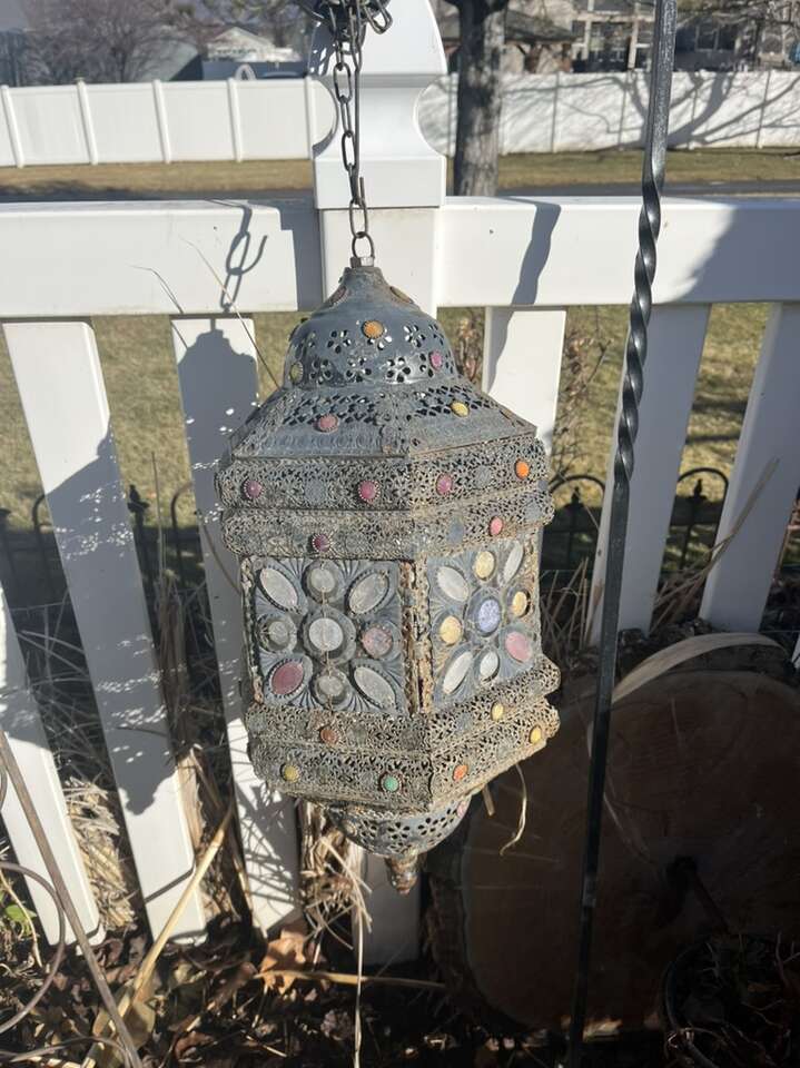 large Metal Garden Lantern 24 Tall