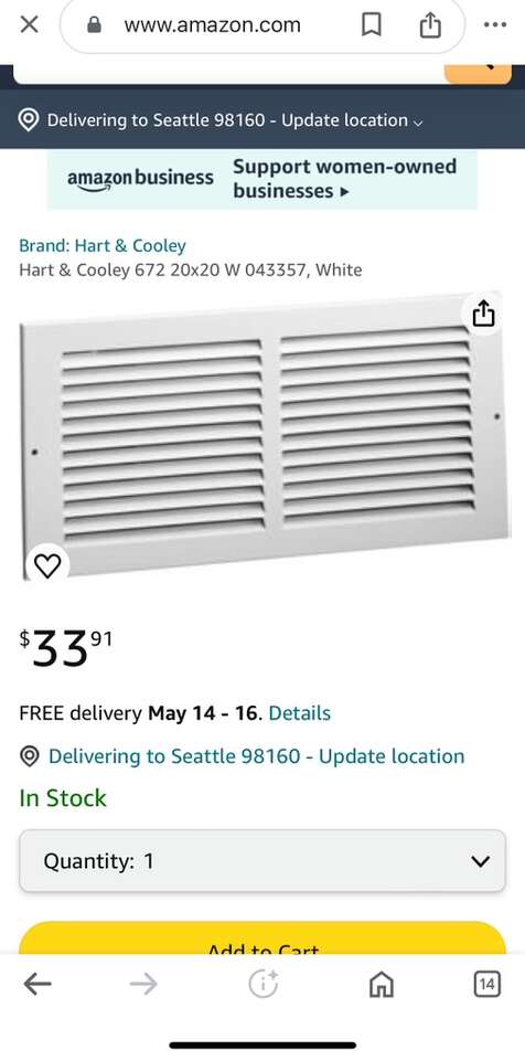 NEW Hart & Cooley 672 20x20 W 043357