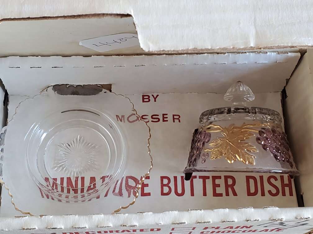 Butter Dish Cherries with Gold Trim Antique