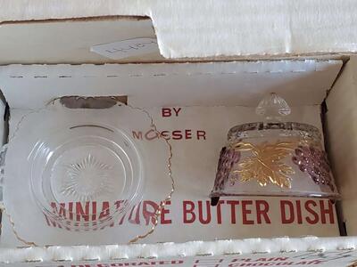 Butter Dish Cherries with Gold Trim Antique