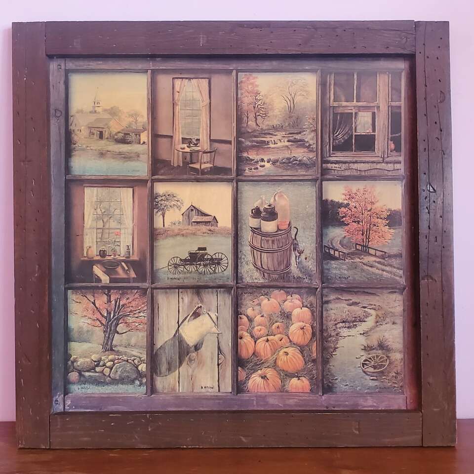 Vintage Homco Home Interior Window Pane Picture