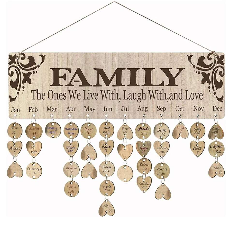 NEW Family Wooden Birthday Reminder Calendar Board