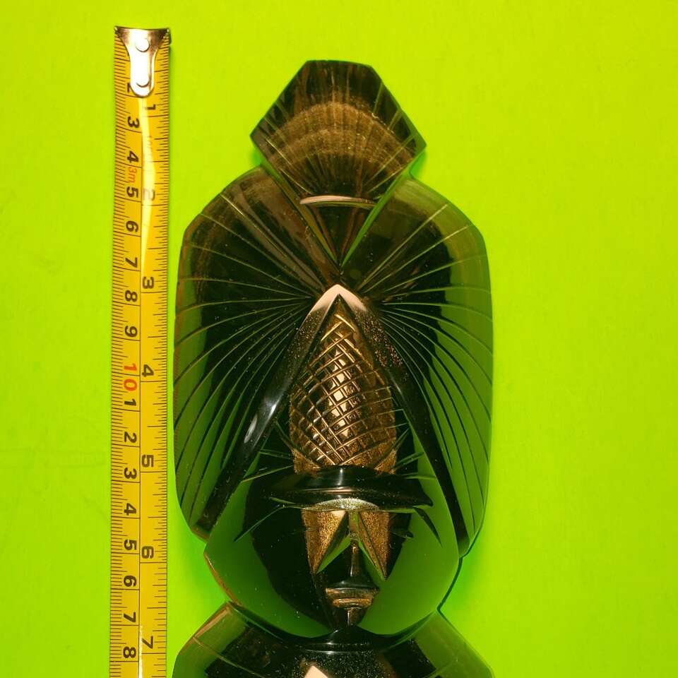 Carved Obsidian Aztec Tribal Warrior Figurine