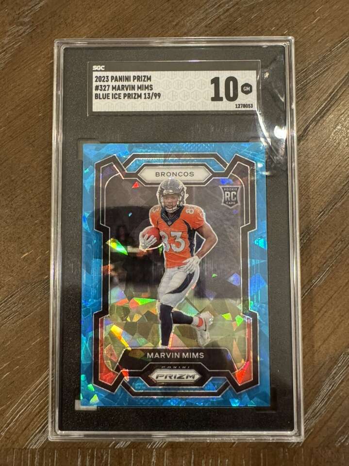 2023 Prizm Marvin Mims Blue Ice Prizm /99 SGC 10