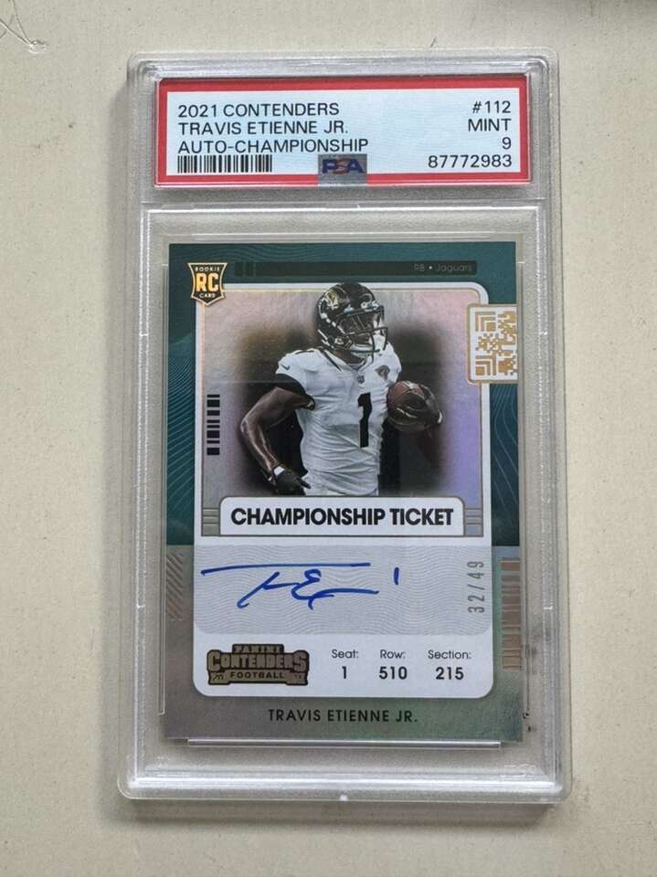 2021 Contenders Travis Etienne Jr Auto PSA 9