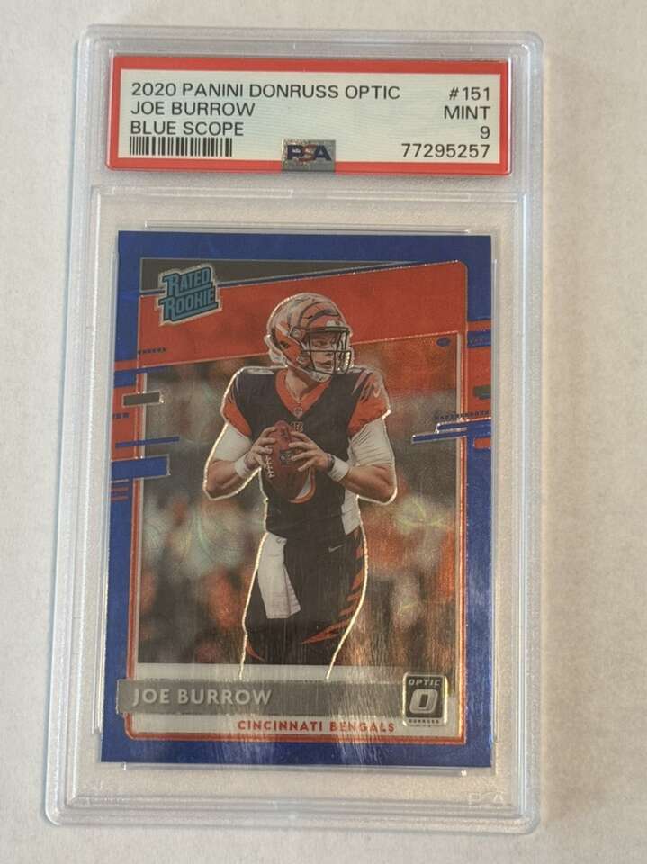 2020 Optic  Rated Rookie Joe Burrow Blue ScopePSA9