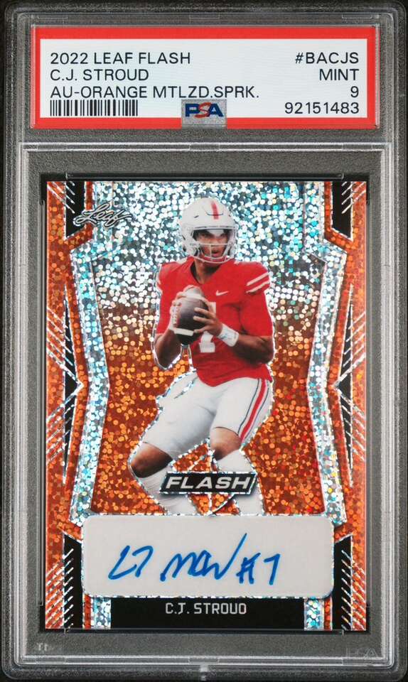 2022 Leaf Flash CJ Stroud AU-Orange Metal PSA 9