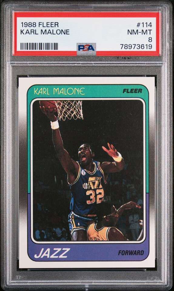 1988 Fleer Karl Malone #114 PSA 8 Utah Jazz