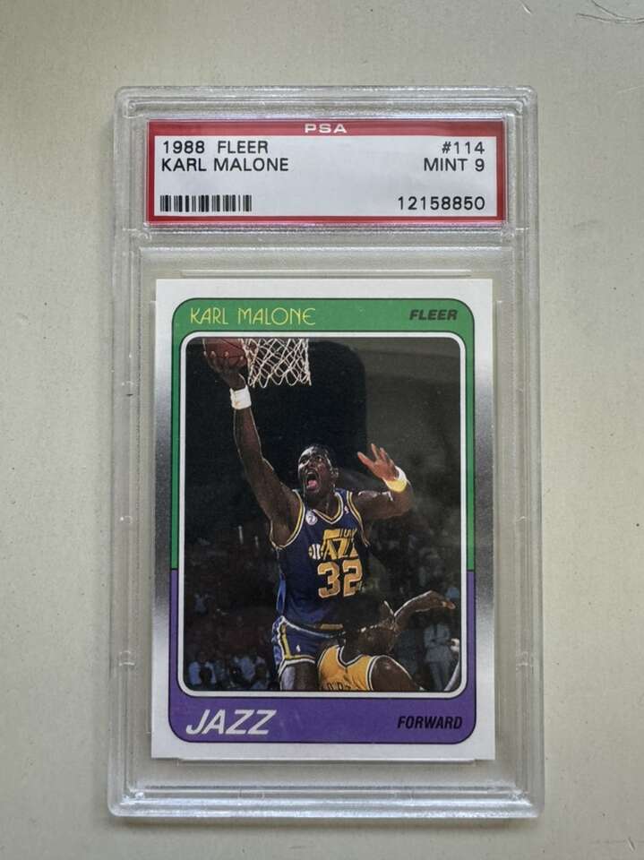 1988 Fleer Karl Malone #114 PSA 9 Utah Jazz