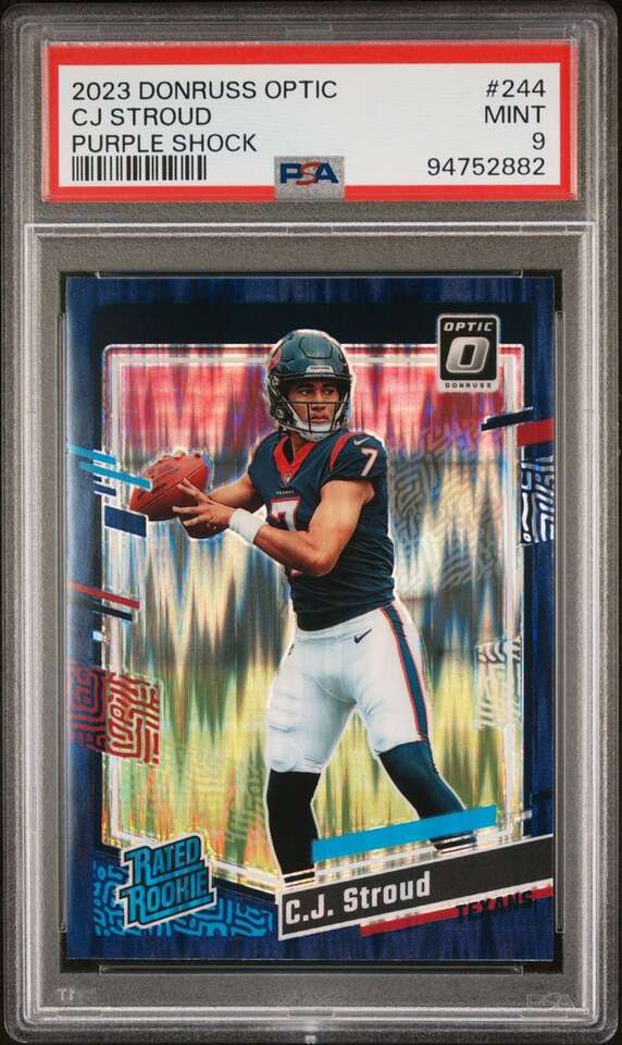 2023 Optic CJ Stroud Rated Rookie Purple Shock PSA