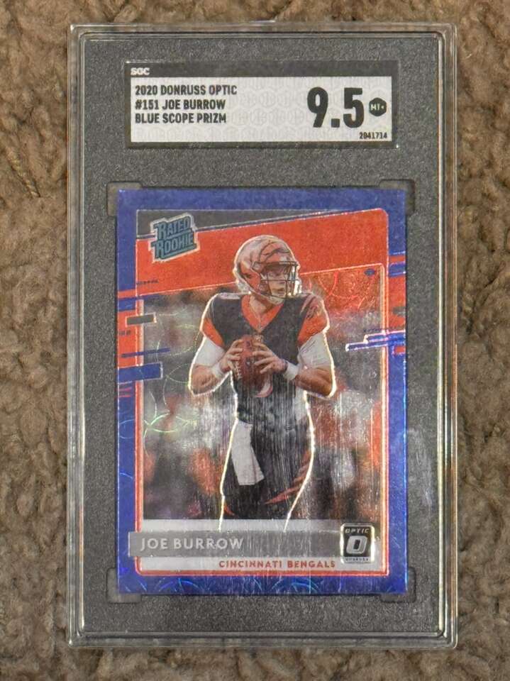 2020 Donruss Joe Burrow Optic Blue Scope SGC 9.5