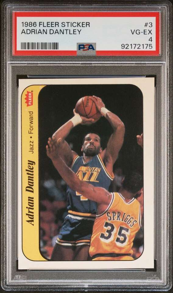 1986 Fleer Sticker Adrian Dantley #3 PSA 4