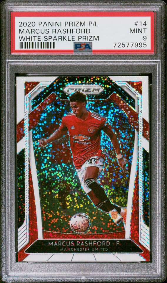 2020 Prizm Marcus Rashford White Sparkle #14 PSA 9