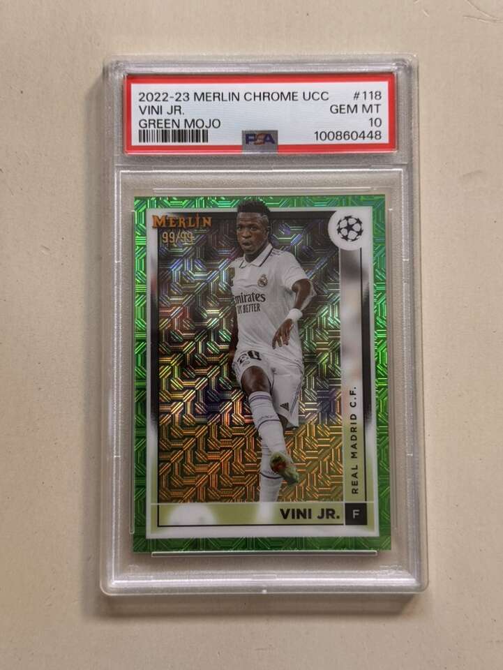 2022 Merlin Chrome Vini Jr Green Mojo /99 PSA 10