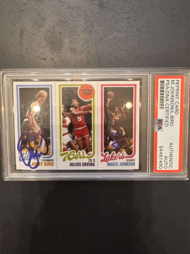 Reprint Card 1980 Topps Magic/Bird/Erving Autos