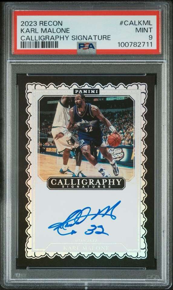 2023 Recon Karl Malone Calligraphy Auto PSA 9