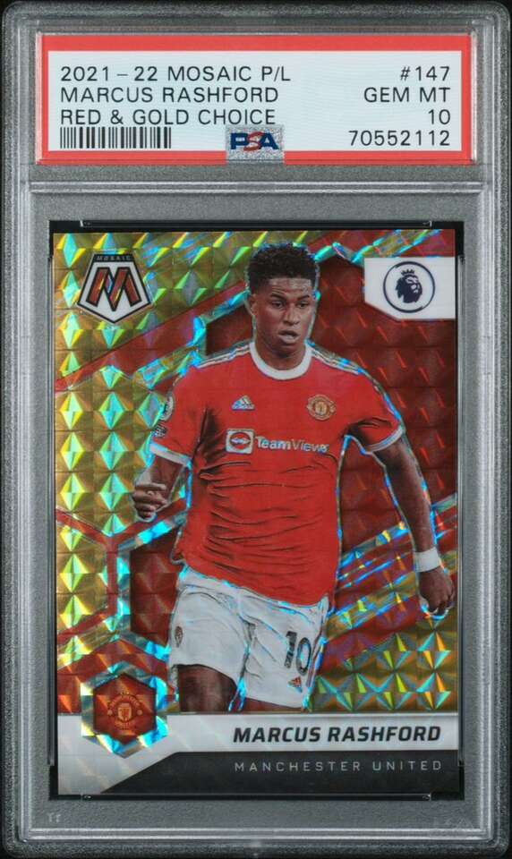 2021 Mosaic Marcus Rashford Red/Gold Choice PSA 10