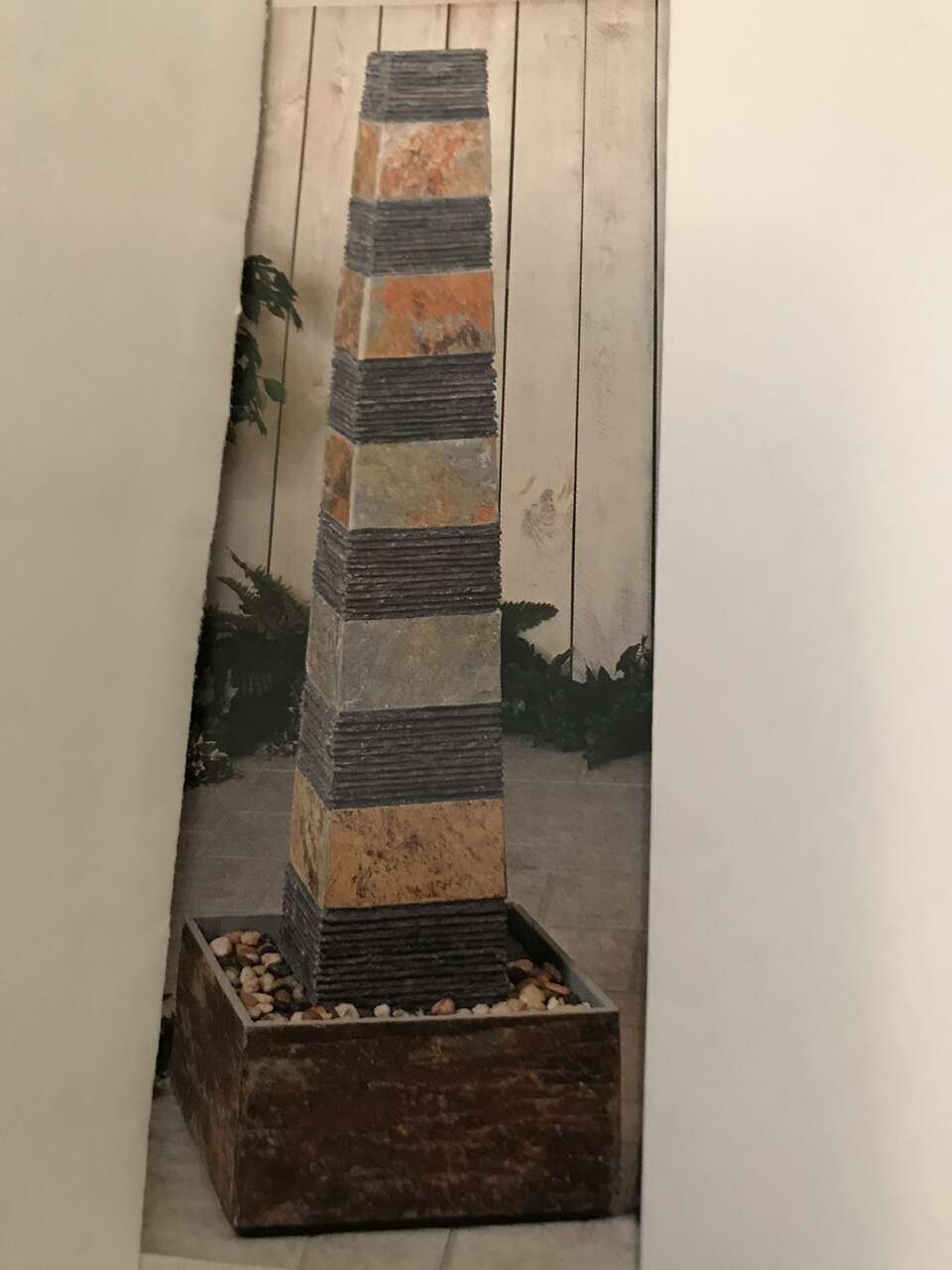 62” Natural Slate Column Water Feature