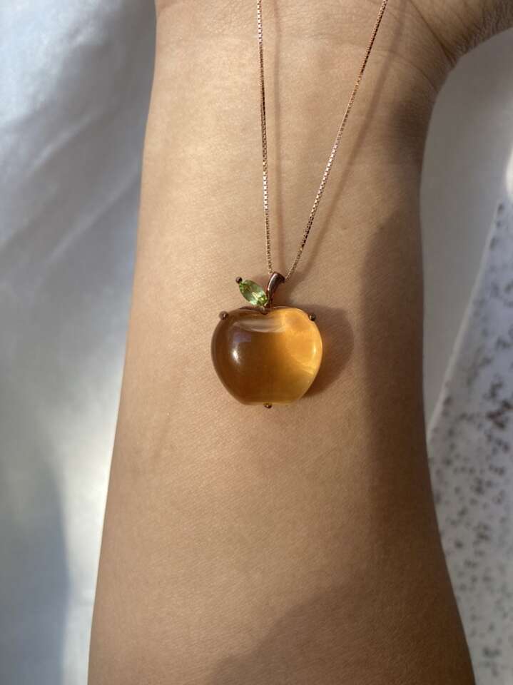 Silver Necklace With Apple Shape Crystal Pendant