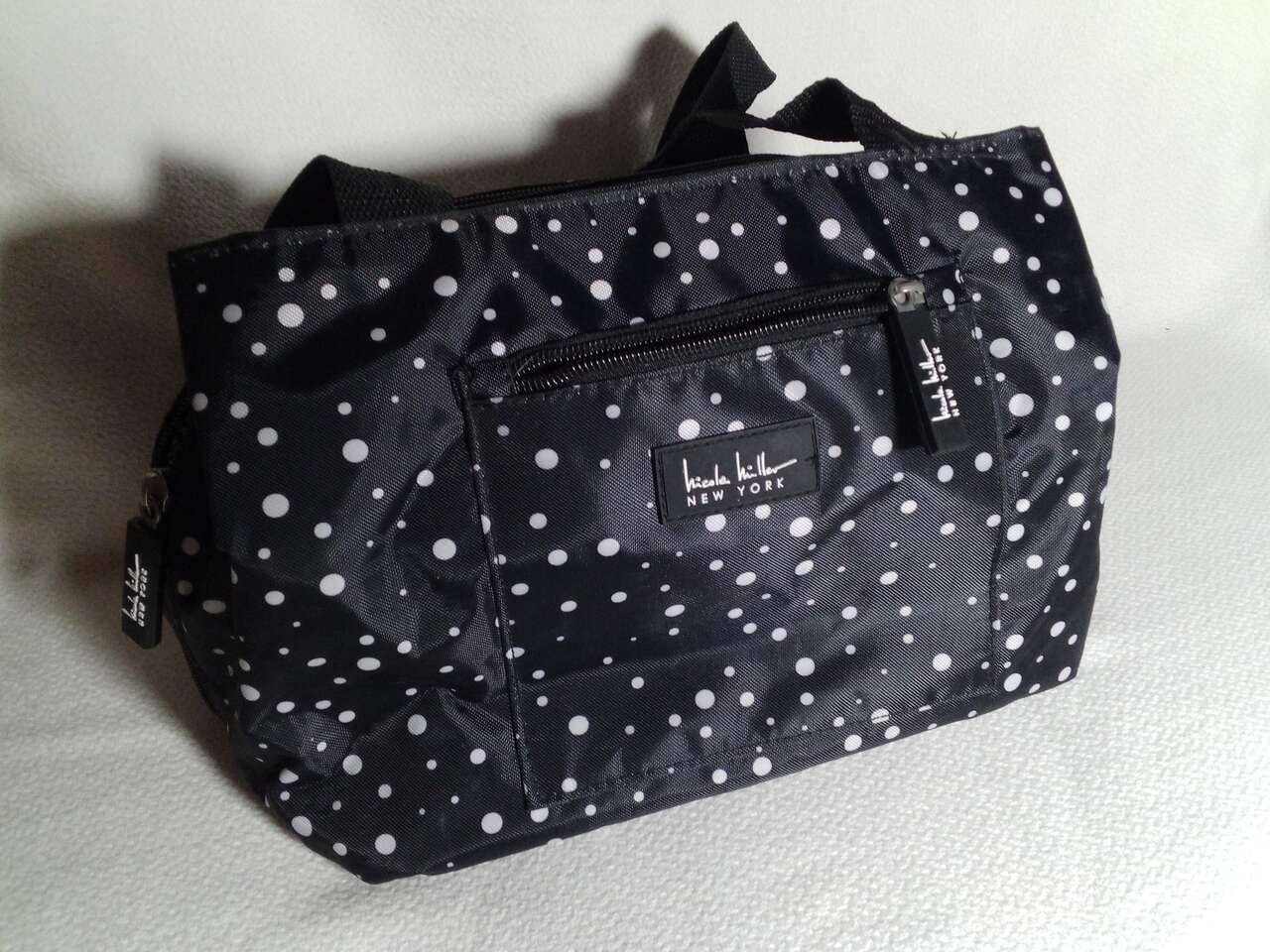 Nicole Miller of New York Insulated Lunch Tote, White Dots on Black