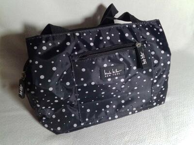 Nicole Miller of New York Insulated Lunch Tote, White Dots on Black