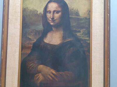 Framed Mona Lisa Lithograph Print on Wood Board