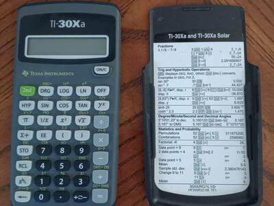 Texas Instruments 30xa Solar Powered Scientific Calculator
