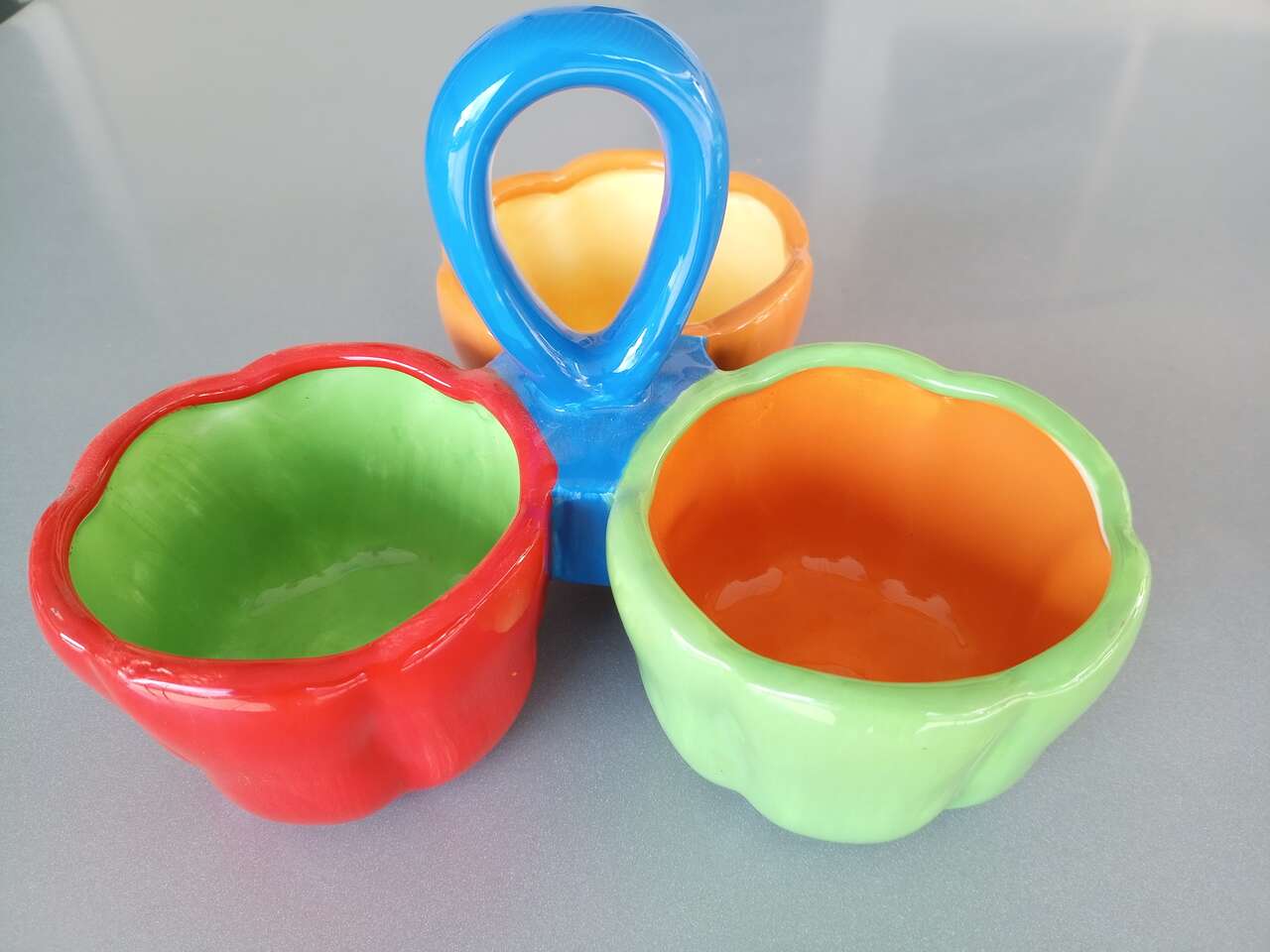 Three Part Tri-Colored Serving Dish