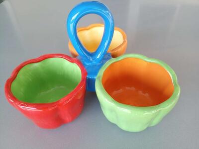 Three Part Tri-Colored Serving Dish