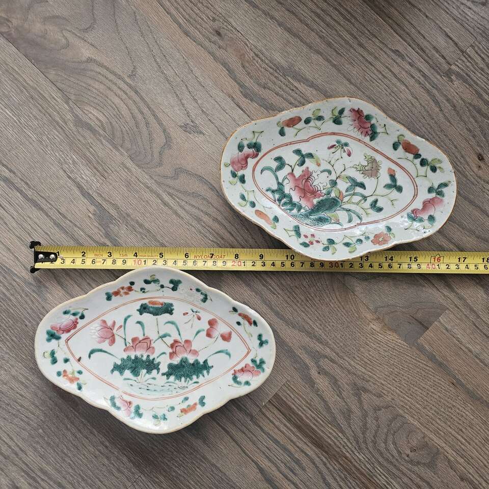 Antique Chinese high footed porcelain dish