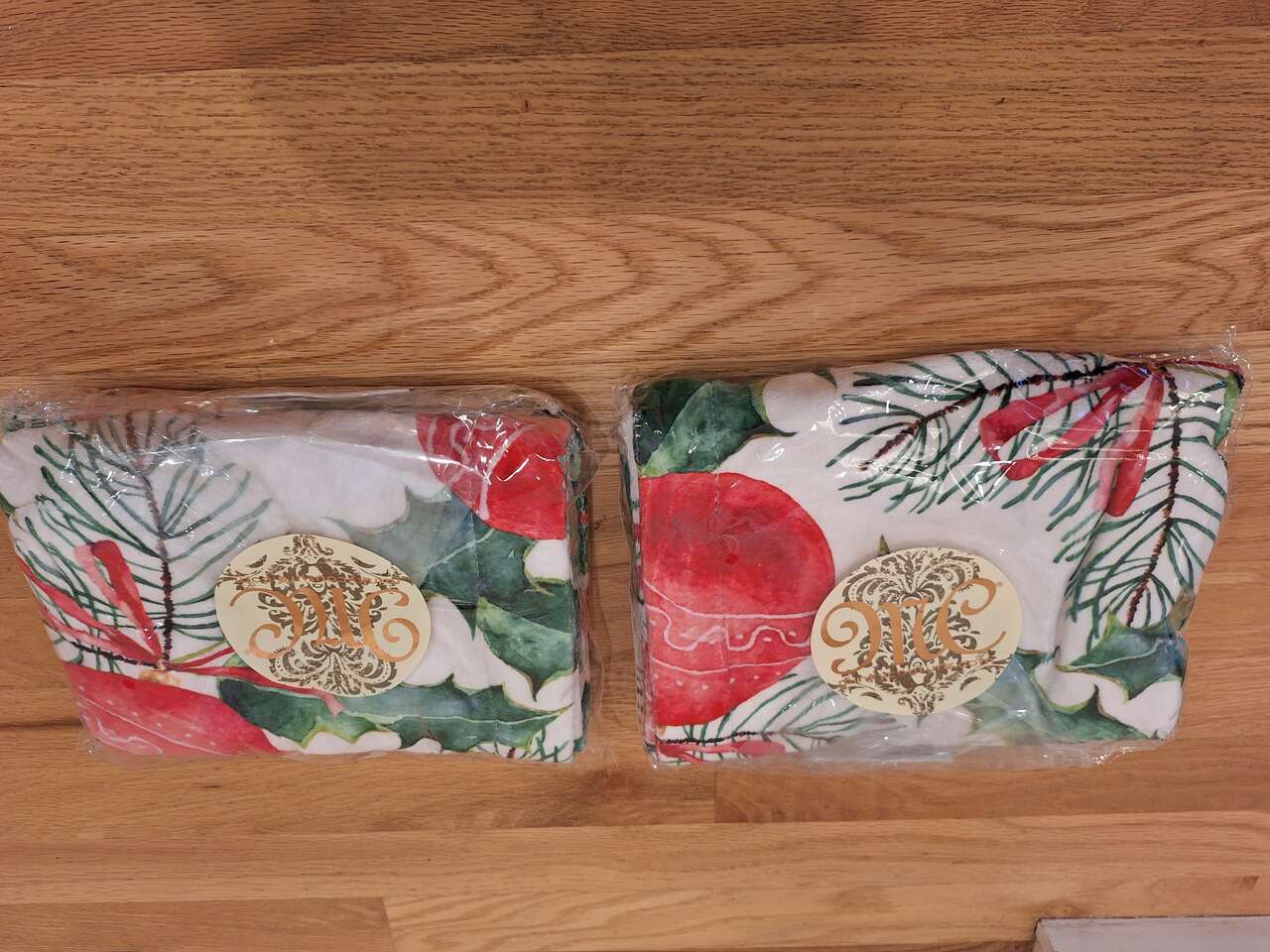 Lot of 2 New Minky Couture Luxury Pillowcases Holly & Ornaments