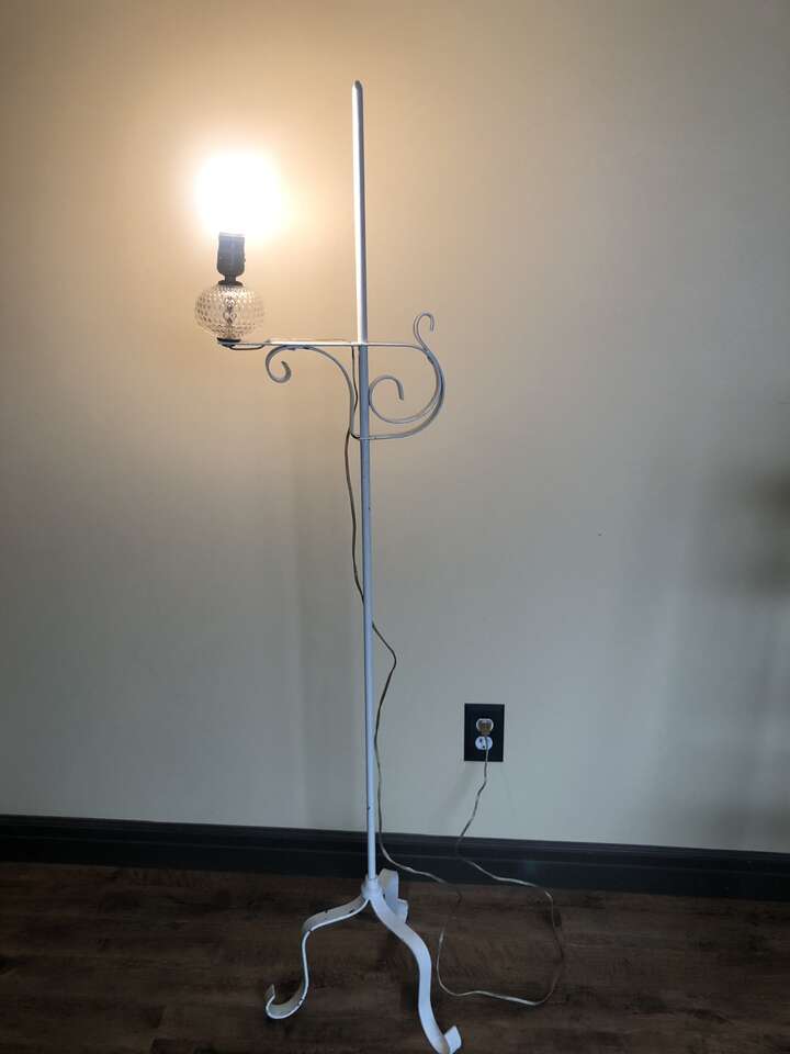 Vintage clear hobnail candlestick iron floor lamp