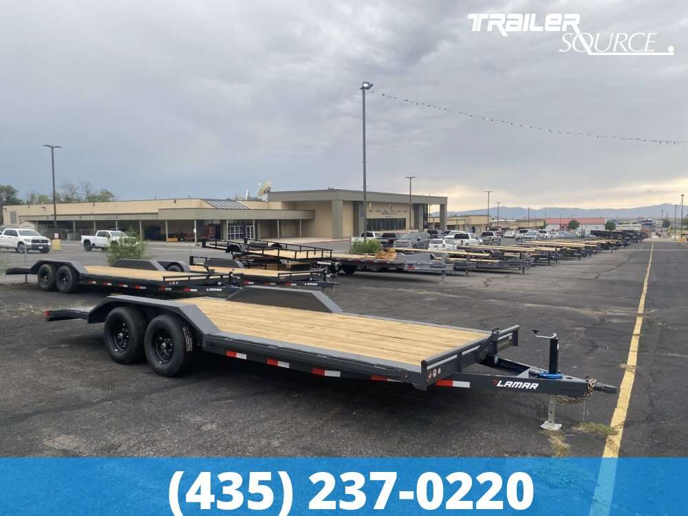 2025 Lamar Car Hauler 8.5x20 10K Car Hauler Trailer Dovetail, Slide Out Ramps, WideBody with DriveOver Fenders