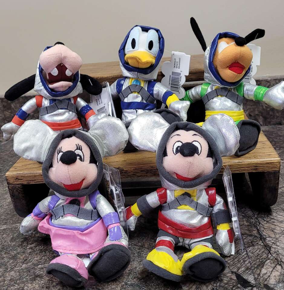 NEW Disney Spaceman Bean Bag Beanies: Mickey Minnie Goofy Donald & Pluto