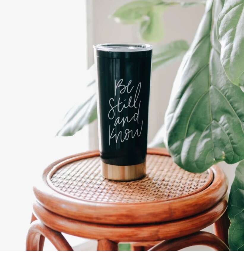 24 Black/Gold 20oz Tumbler Be Still & Know gifts