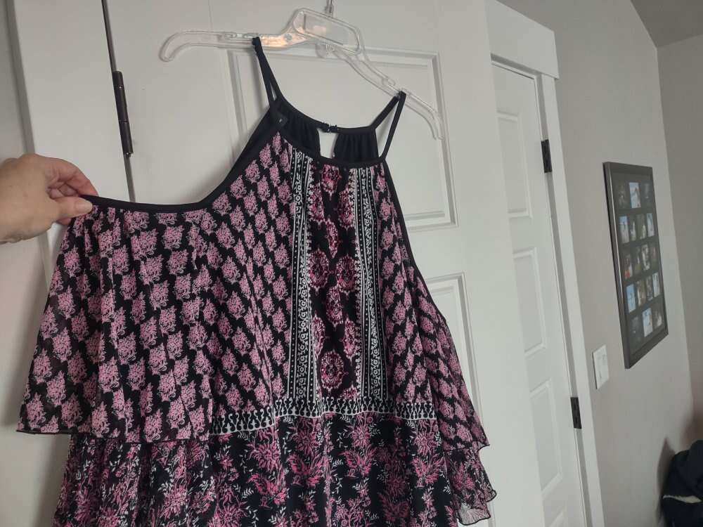 Womens Large INC Cold Shoulder Top Ruffle Sleeve