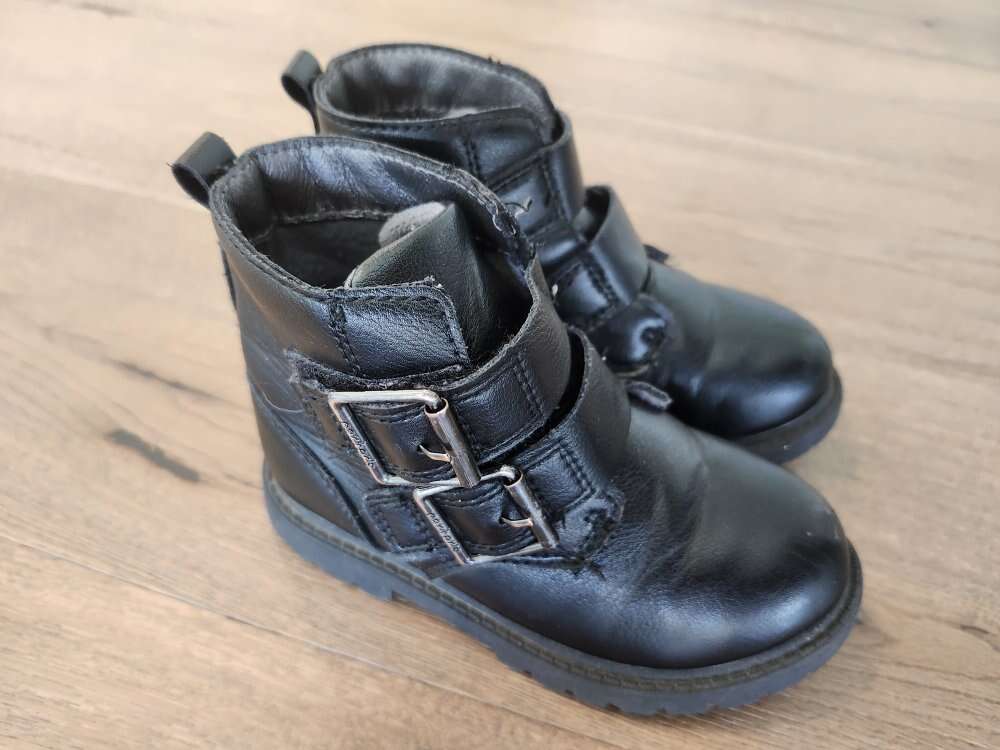 Little Girls Size 10 Black Buckle Velcro Boots