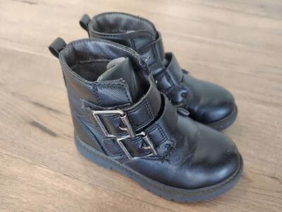 Little Girls Size 10 Black Buckle Velcro Boots