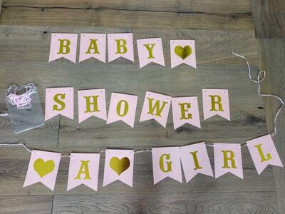 A Girl Baby Shower Decoration Party Banners Pink