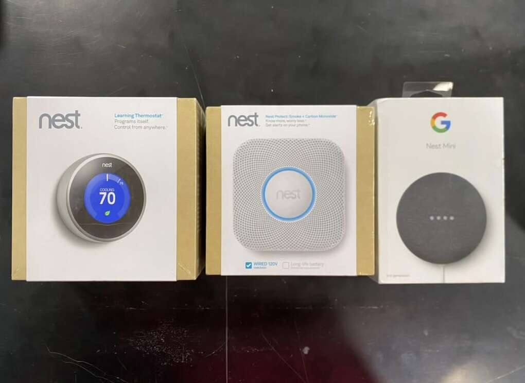Nest Thermostat, Smoke/Carbon monoxide, Nest Mini