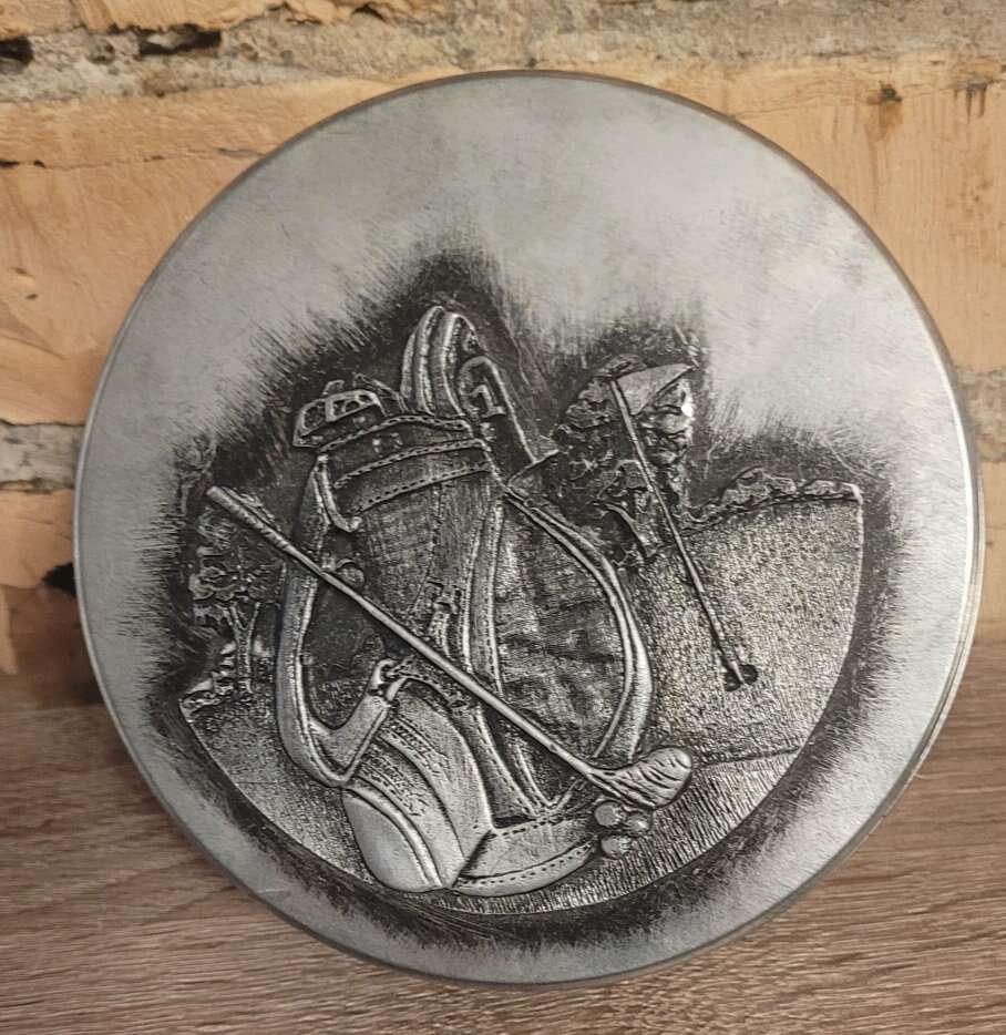 Vintage Metzke Pewter Golf Tin