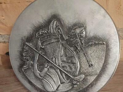Vintage Metzke Pewter Golf Tin