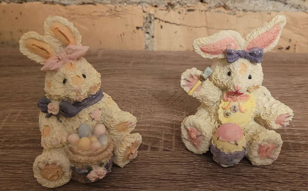 3.5" Tall Patchwork Rabbit Bunny With Easter