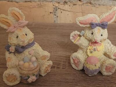 3.5" Tall Patchwork Rabbit Bunny With Easter