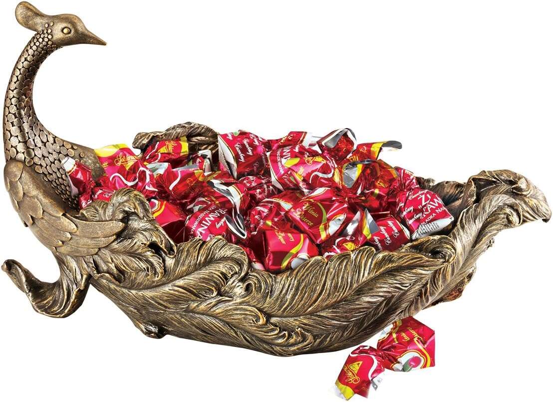 Design Toscano Peacock's Plume Sculptural Bowl