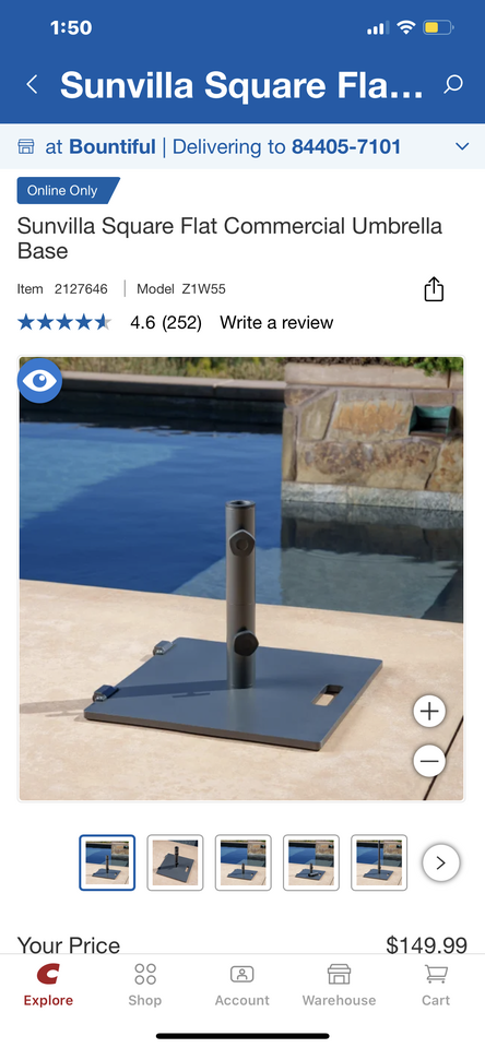 New in box - Sunvilla Square Flat Commercial Umbrella Base