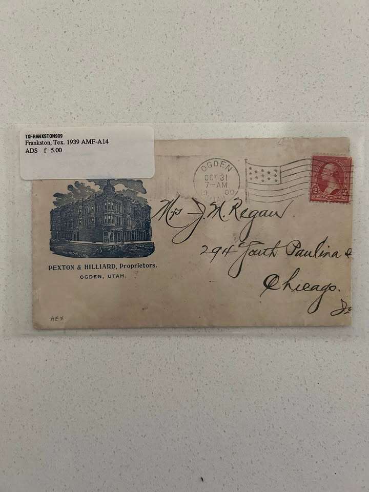 Broom Hotel Ogden Utah stamped to Chicago