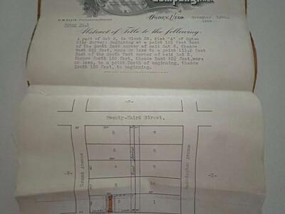 November 1909 D.W. Ellis Abstract Company title of property lot in Ogden, Utah